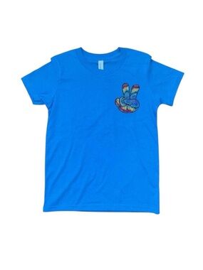 Girls Rhinestone Peace Sign Short Sleeve Tee Shirt Size Small Boutique Handmade